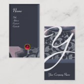 WAVES RUBY MONOGRAM, rosa, schwarz, grau Visitenkarte (Vorne/Hinten)