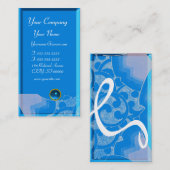 WAVES SAPPHIRE MONOGRAM, blau-weiß, schwarz Visitenkarte (Vorne/Hinten)