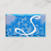 WAVES SAPPHIRE MONOGRAM, blau-weiß, schwarz Visitenkarte (Rückseite)