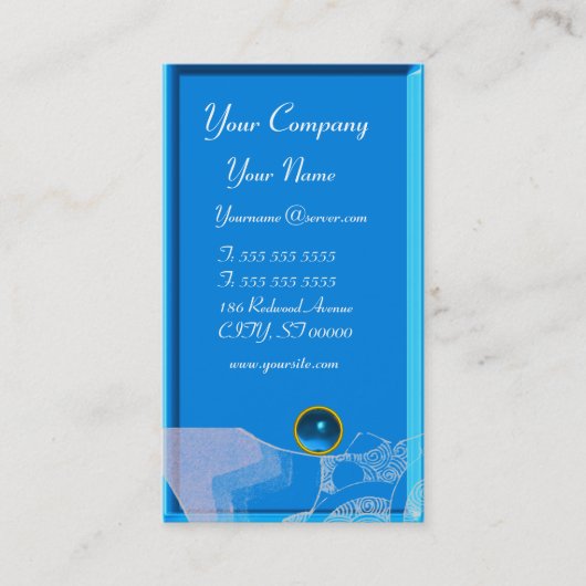 WAVES SAPPHIRE MONOGRAM, blau-weiß, schwarz Visitenkarte (Vorderseite)