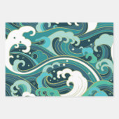Waves Series Wrapping Paper Flat Sheet Set 3 Geschenkpapier Set (Vorderseite 2)