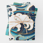 Waves Series Wrapping Paper Flat Sheet Set 3 Geschenkpapier Set (Beispiel)