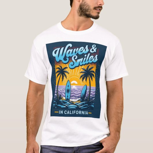 Waves & Smiles in California – Chill Beach Vibes T T-Shirt (Vorderseite)