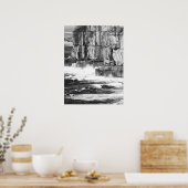 Waves & Stone - B&W 2 Poster (Küche)