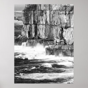 Waves & Stone - B&W 2 Poster