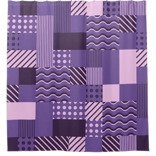 Waves Stripes Punkte: Moderne Nahtlos. Duschvorhang (Vorderseite)