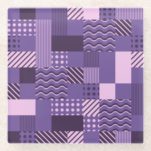 Waves Stripes Punkte: Moderne Nahtlos. Glasuntersetzer (Vorderseite)