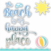 Waves, Sun mit The Beach ist mein Glücksbringer Aufkleber (Vorderseite)