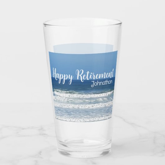 Waves & surf pensionierte Glückwünsche Glas (Rückseite)