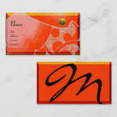 WAVES TOPAZ MONOGRAM, weiß gelb orange Visitenkarte (Vorne/Hinten)