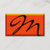 WAVES TOPAZ MONOGRAM, weiß gelb orange Visitenkarte (Rückseite)