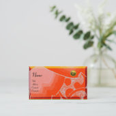 WAVES TOPAZ MONOGRAM, weiß gelb orange Visitenkarte (Stehend Vorderseite)