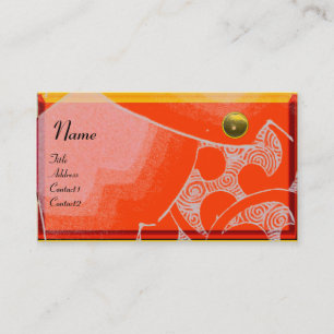 WAVES TOPAZ MONOGRAM, weiß gelb orange Visitenkarte
