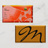 WAVES TOPAZ MONOGRAM, weiß gelb orange Visitenkarte (Vorne/Hinten)