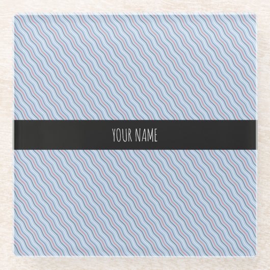 Waves Vertikal Blue Orange Minimal Muster Glasuntersetzer (Vorderseite)