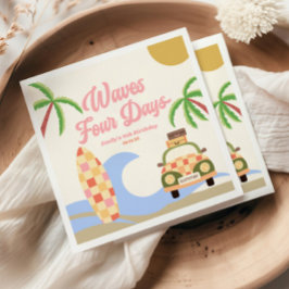 Waves Vier Tage Surf Pink 4. Geburtstag Party Serviette
