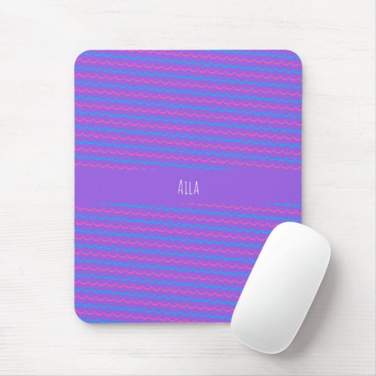 Waves Violet Blue Minimal Muster Mousepad (Mit Mouse)