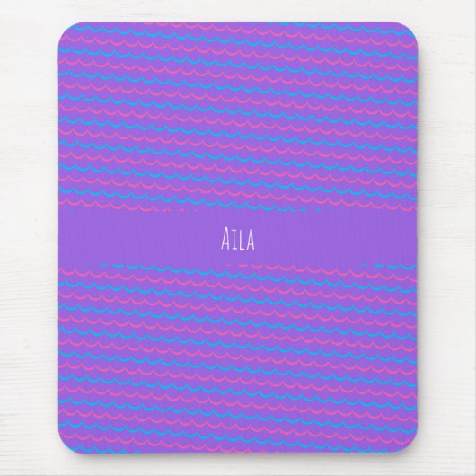 Waves Violet Blue Minimal Muster Mousepad (Vorne)