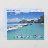 Waves Waikiki Beach Honolulu Hawaii Pazifischer Oz Postkarte (Vorne/Hinten)