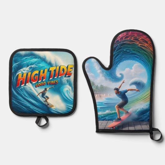 Waves & Wanderlust Collection Ofenhandschuh & Topflappen-Set (Vorderseite)