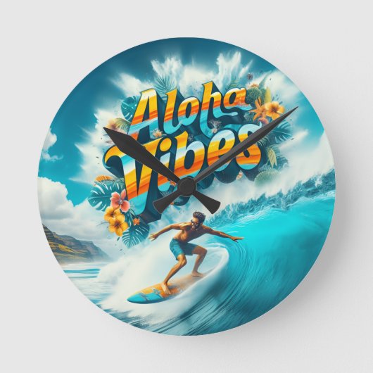 Waves & Wanderlust Kollektion Runde Wanduhr (Vorderseite)