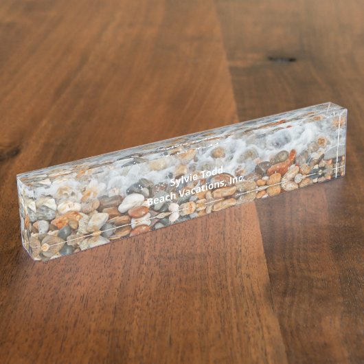 WAVES WASHING ÜBER BEACH PEBLES Desk Namplate Namensplakette (Seite)