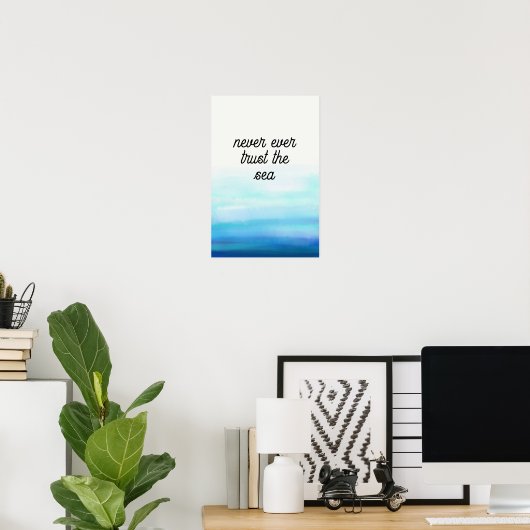 Waves Watercolor Blue Poster (Heimbüro)