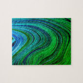 Waves Wavy Green Blue Abstrakt Modern Fraktal Art Puzzle (Horizontal)