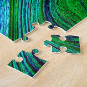 Waves Wavy Green Blue Abstrakt Modern Fraktal Art Puzzle (Seite)