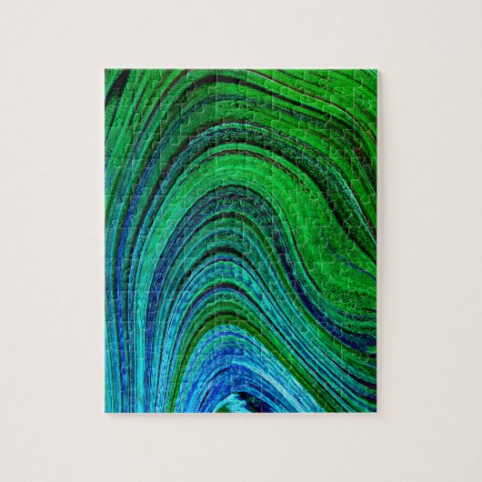 Waves Wavy Green Blue Abstrakt Modern Fraktal Art Puzzle (Vertikal)