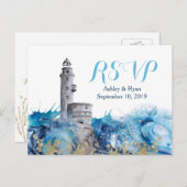 Waves Wedding RSVP Einladungspostkarte (Vorne/Hinten)