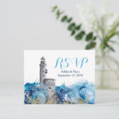 Waves Wedding RSVP Einladungspostkarte (Stehend Vorderseite)