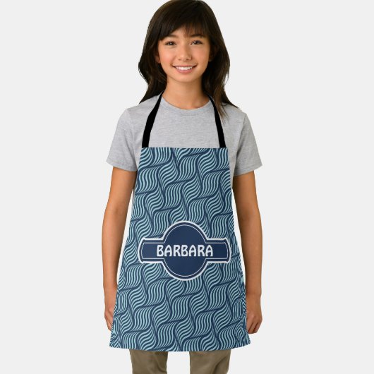 Waves White Blue Minimal Muster Schürze (Insitu)