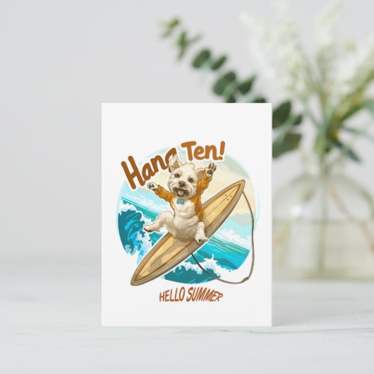 Waves & Woofs Wünsche Postkarte (Stehend Vorderseite)