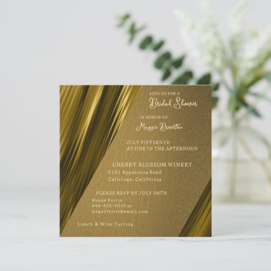 Wavey Gold Bridal Dusche Einladung (Stehend Vorderseite)