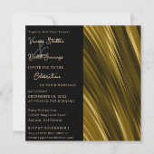 Wavey Gold Wedding Einladung (Vorderseite)