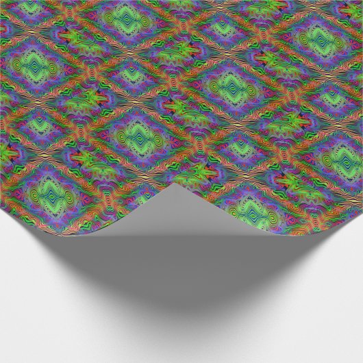 wavey psychedelic multicolfarbene Linien Geschenkpapier (Ecke)