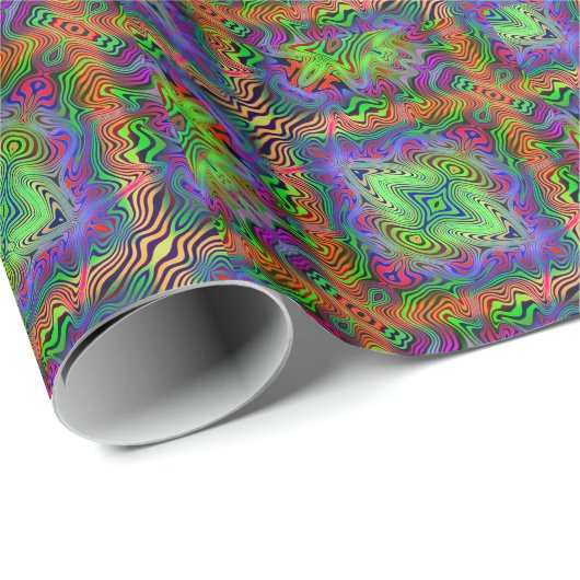 wavey psychedelic multicolfarbene Linien Geschenkpapier (Rolleneckpunkt)