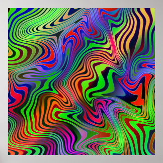 wavey psychedelic multicolfarbene Linien Poster