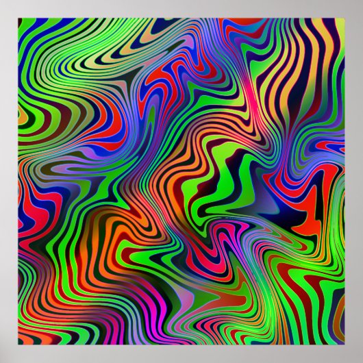 wavey psychedelic multicolfarbene Linien Poster (Vorne)