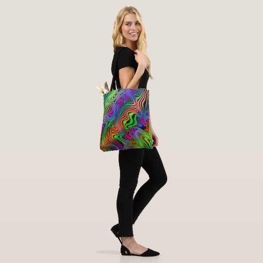 wavey psychedelic multicolfarbene Linien Tasche (Am Model)