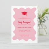 Wavey Retro extravagant Abschluss Foto auf der Rüc Einladung (Stehend Vorderseite)