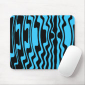 Wavey Stripey - Blau und Schwarz Mousepad (Mit Mouse)