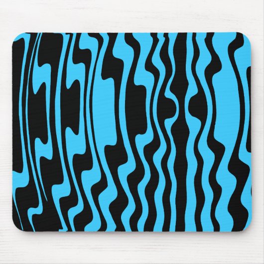 Wavey Stripey - Blau und Schwarz Mousepad (Vorne)