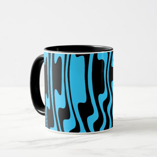 Wavey Stripey - Blau und Schwarz Tasse (Vorderseite Links)