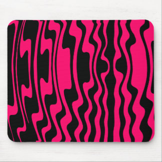 Wavey Stripey - Schwarz und Crimson Mousepad