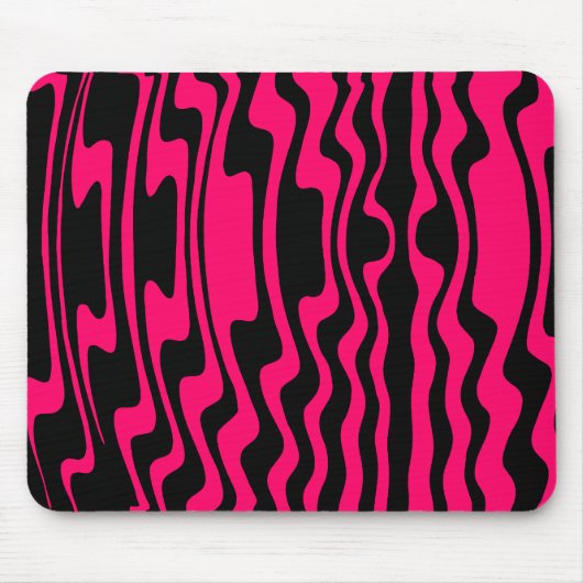 Wavey Stripey - Schwarz und Crimson Mousepad (Vorne)