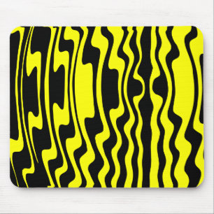 Wavey Stripey - Schwarz und Gelb Mousepad
