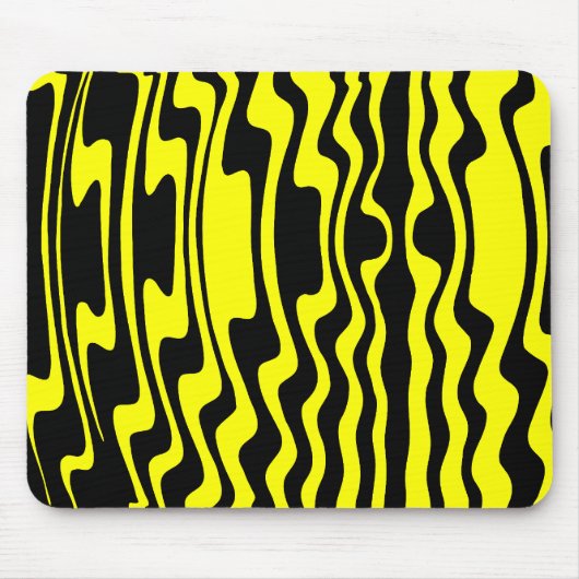 Wavey Stripey - Schwarz und Gelb Mousepad (Vorne)
