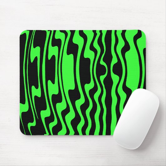 Wavey Stripey - Schwarz und Grün II Mousepad (Mit Mouse)